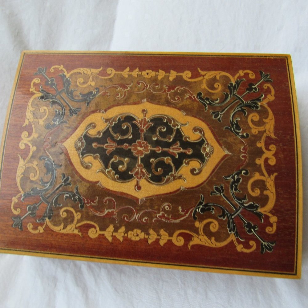 Vintage Painted and Carved Wood Box